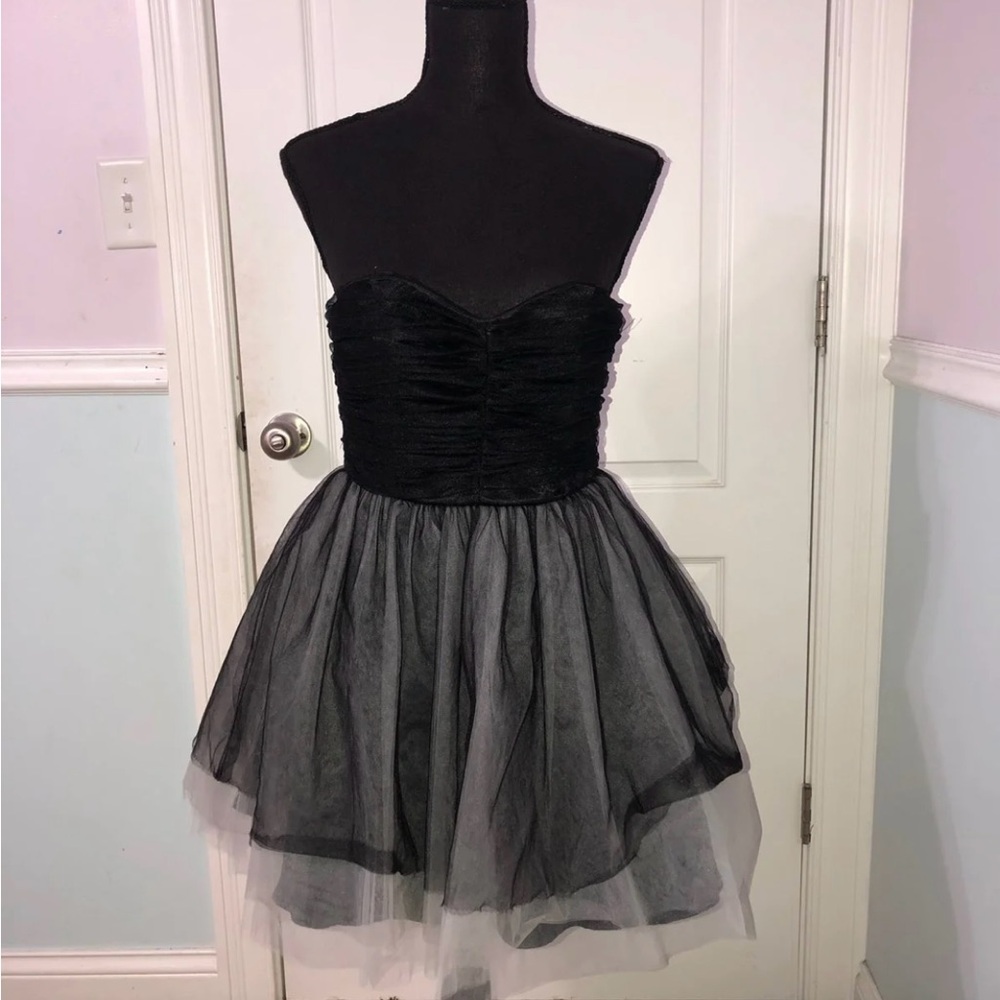 Masquerade Black and Gray Strapless Tulle Dress